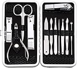 Keiby Citom Maniküre Set Professionelles Nagelknipser Kit Pediküre Kit -12 stücke Pflegeset aus Edelstahl Nagelpflege Werkzeuge Reise Grooming Kit (Schwarz)