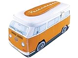 BRISA VW Collection - Volkswagen Neopren Universal-Schmink-Kosmetik-Kultur-Reise-Apotheke-Tasche-Mäppchen-Beutel im T2 Bulli Bus (Orange & Weiß/Klein)