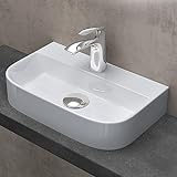 doporro Aufsatzwaschbecken Hängewaschbecken Keramik 380x235x80 mm Gäste-WC weiß glänzend Handwaschbecken Waschschale Waschtisch Brüssel003
