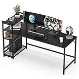 HOMIDEC Schreibtisch, Computertisch mit Bücherregal, Studiencomputer-Laptoptisch mit 4 Tier DIY Lagerregalen Schreiben Tisch für Home Office Schlafzimmer 160x60x110cm
