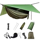Ovyuzhen Outdoor Hängematte mit Moskitonetz und Regenfliege Schnell Trocknende Fallschirm Nylon Camping Hängematte Zelte für Camping Rucksackreisen Wandern