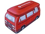 BRISA VW Collection - Volkswagen Neopren Universal-Schmink-Kosmetik-Kultur-Reise-Apotheke-Tasche-Beutel im T3 Bulli Bus Design (Rot/Groß)