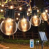 LITOHOM Lichterkette Außen Solar, 9M 20LED USB& Aussen, G50 Glühbirnen mit IP65 wasserdicht, 8mode und Fernbedienung für Gärten, Balkon,Party,Hochzeit Deko