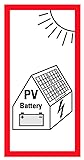 Aufkleber PV-Anlage Hinweis'Photovoltaik-Anlage/Battery' Schild Folie | Variante wählbar Made in Germany, Größe: PV'Battery' | 10x20cm