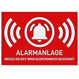 6 x Aufkleber Alarmgesichert (Klein - 5 x 3,5cm) - Schutz vor Einbruch in Auto und Wohnmobil - Aussenklebend - Alarm Sticker für mehr Sicherheit - Alarmanlage Aufkleber für außen - Geschlitzt