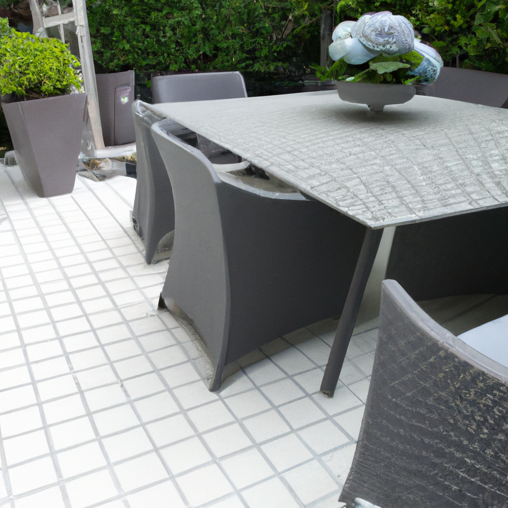 1. Ein modernes Gartendesign mit Gartentisch Rattan Grau